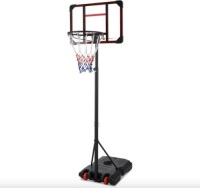 Kids Height-Adjustable Basketball Hoop, Portable Backboard System w/ Wheels