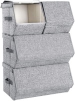 Cae of (2) SONGMICS Stackable Storage Boxes With Lids, Set of 4,&nbsp;Grey URLB22GY - New&nbsp;