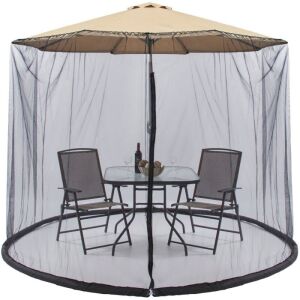 Adjustable Bug Net Accessory for Patio Umbrella w/ Zippered Door - 9ft