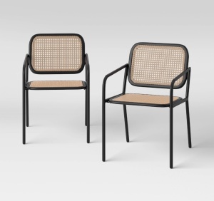 Boda 2pk Caning Patio Dining Chairs - Black - Project 62, Like New, Retail - $250