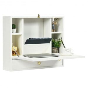 Wall-Mounted Folding Hideaway Desk with Drawer