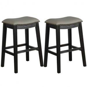 Set of (2) 29" Saddle Nailhead Counter Chairs