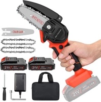 Mini Cordless Chainsaw Kit,&nbsp;Upgraded 4' One-Hand&nbsp;Handheld Electric Portable&nbsp;Chainsaw, 21V Rechargeable&nbsp;Battery Operated, for TreeTrimming and Branch Wood&nbsp;Cutting by New Huing, Like New, Retail - $59.99