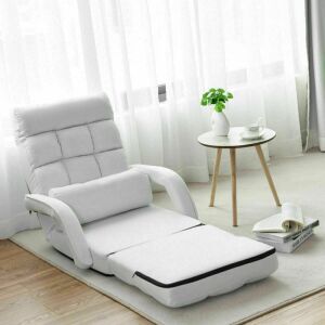 Folding Floor Chair Sofa with Armrests and Pillow