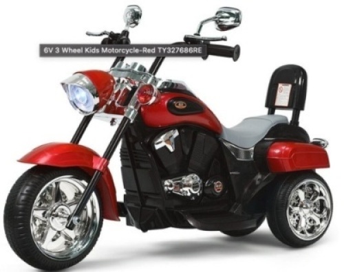6V 3 Wheel Kids Motorcycle Red, Appears New&nbsp;