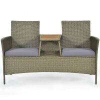 2-Person Patio Rattan&nbsp;Sofa with Center Table