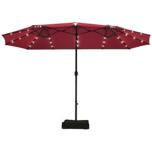 15' Solar LED Patio Double-Sided Umbrella