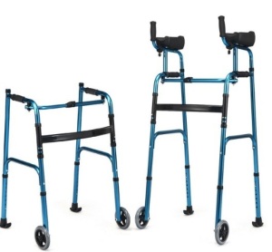 Costway, Folding Adjustable Aluminum Wheel Walking Frame-Navy, Appears New 