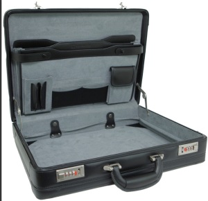 Alpine Swiss Expandable Leather Attache Briefcase Dual Combination Locks, Like New, Retail - $149.99