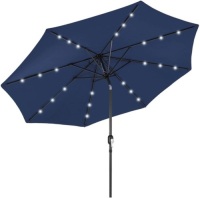 Solar LED Lighted Patio Umbrella w/ Tilt Adjustment, UV-Resistance - 10ft, Navy Blue