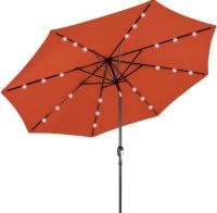 Solar LED Lighted Patio Umbrella w/ Tilt Adjustment, UV-Resistance - 10ft, Rust