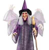 Wicked Wanda Standing Animatronic Witch with Sounds, LED Eyes - 5ft