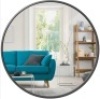 Framed Round Bathroom Vanity Wall Mirror w/ Anti-Blast Film - 36in, Matte Black