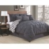Ella Pinch Pleat 7pc Comforter Set, Queen, Charcoal - Appears New&nbsp;