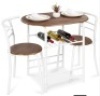 3-Piece Wooden Table & Chairs Dining Set w/ Lower Storage Shelf, White/Brown