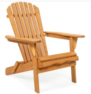 Folding Wooden Adirondack Chair Accent Furniture W Natural Finish, Appears New