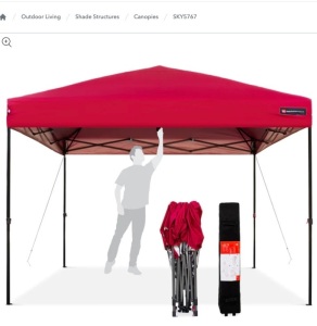 One-person Setup Instant pop Up Canopy W Wheeled Bag, Appears New 