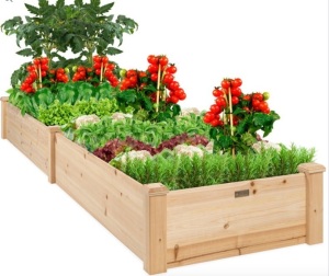 8x2ft Wooden Raised Garden Bed Planter for Garden, Lawn, Yard