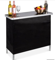 Portable Pop-Up Bar Table w/ Carrying Case, Removable Skirt