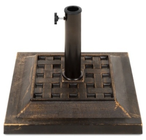 26lb Steel Square Patio Umbrella Base Stand, Basketweave Pattern