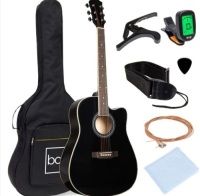 Full Size Beginner Acoustic Guitar Set with Case, Strap, Capo - 41in, Black