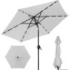 Outdoor Solar Patio Umbrella w/ Push Button Tilt, Crank Lift - 7.5ft, Fog Gray