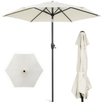 Outdoor Market Patio Umbrella w/ Push Button Tilt, Crank Lift - 7.5ft, Cream