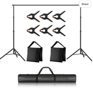 Newer Photo Studio Backdrop Support System, 10ft/3m Wide 7ft/2.1m High Adjustable Background Stand with 4 Crossbars, 6 Backdrop Clamps,2 Sandbags, and Carrying Bag for Portrait & Studio Photography, Like New, Retail - $37.99