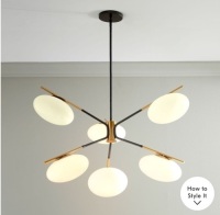 West Elm, Champignon Chandelier ,&nbsp;Dark Bronze Milk Glass (38"), Like New, retail - $699