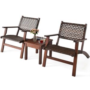 3-Piece Wooden Patio Furniture Set