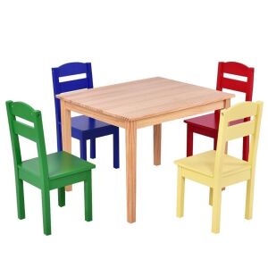 Kids 5-Piece Wood Table and Chair Set