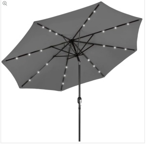 Solar LED Lighted Patio Umbrella W/ Tilt Adjustment,Appears New