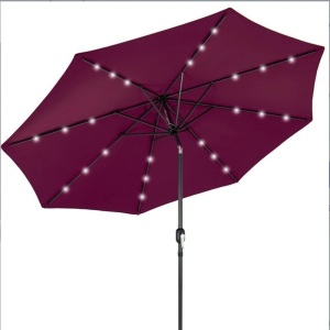 Solar LED Lighted Patio Umbrella w/ Tilt Adjustment, Appears New