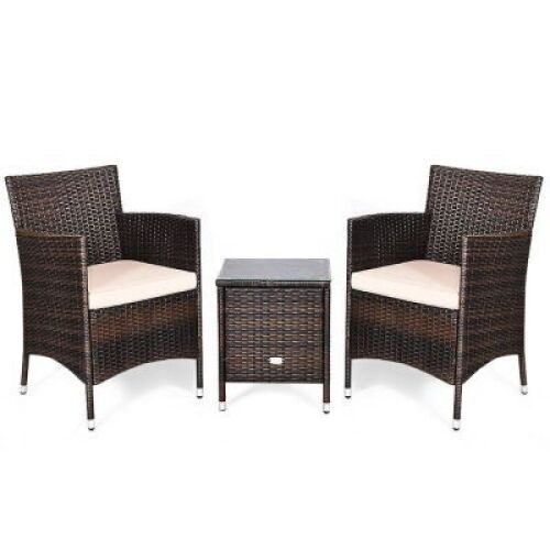 3-Piece Outdoor Rattan Wicker Furniture Set