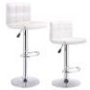 Set of (2) White PU Leather&nbsp;Bar Stools