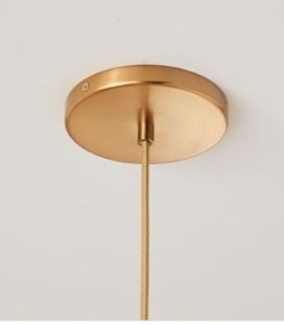 Sculptural Glass Pendant Canopy Damp UI, Pendant, Brushed Brass, Like New, retail - $139