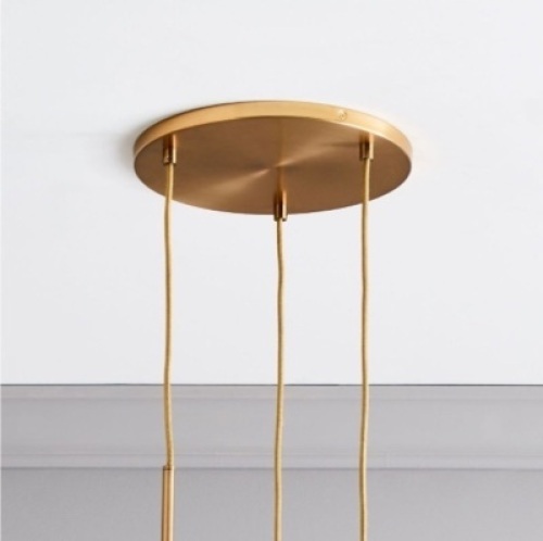 Sculptural Glass 3 Lt Round&nbsp;Canopy, 3 Lt Round,&nbsp;Brushed Brass, Like New, retail - $172