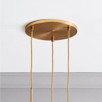 Sculptural Glass 3 Lt Round&nbsp;Canopy, 3 Lt Round,&nbsp;Brushed Brass, Like New, retail - $172
