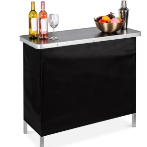 Portable Pop-Up Bar Table w/ Carrying Case, Removable Skirt, Like New, Retail - $84.99