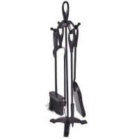5-Piece Black Iron Fireplace Tools Set