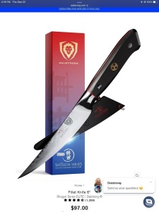 Dalstrong, Shogun Series, AUS-10V, Japanese Super Steel, 6", Filet Knife, Like New, Retail - $169.99