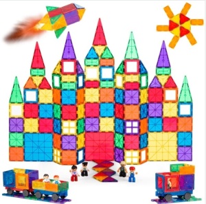 265-Piece Kids Magnetic Tiles STEM Construction Toy Building Block Set, Appears New