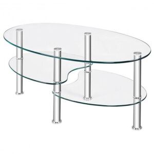 Tempered Glass Oval Coffee Table