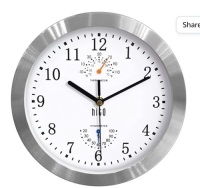 hito Silent Non ticking&nbsp;Wall Clock 10 inch&nbsp;Sweep Movement GlassCover Silver Aluminum&nbsp;Frame, Decorative for&nbsp;Kitchen, Living Room,Bedroom, Office&nbsp;(White), Like New, Retail - $14.99