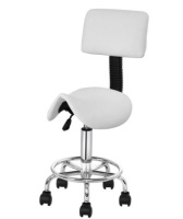 Adjustable Saddle Salon Rolling Massage Chair W/ Backrest-White, Appears New, Box Damaged
