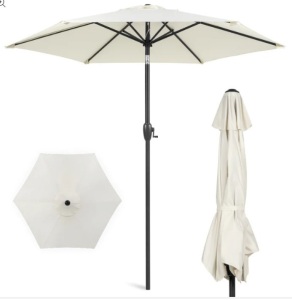 Outdoor Market Patio Umbrella w/ Push Button Tilt, Crank Lift - 7.5ft, Ecommerce Return