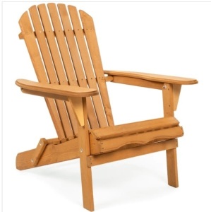 Folding Wooden Adirondack Chair Accent Furniture w/ Natural Finish - Appears New