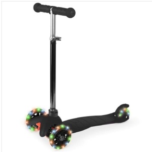 Kids Mini Kick Scooter Toy w/ Colorful Light-Up Wheels, Adjustable T-Bar, Ecommerce Return