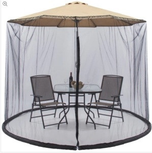 Adjustable Bug Net Accessory for Patio Umbrella w/ Zippered Door - 9ft, Appears New