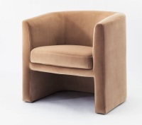 Vernon Upholstered Barrel Accent Chair Light Brown VelvetThreshold designed with Studio McGee, Has Some Cosmetic Damage , Retail - $300